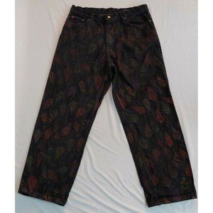 VTG Coogi Jeans Faded Black Jeans Mens Size 38x30 Hip Hop Jeans All over Print